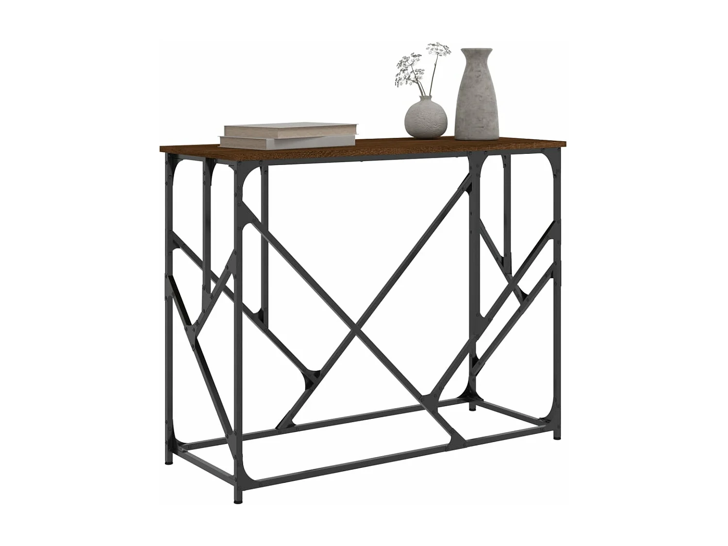 Table console chêne marron 100x40x80 cm bois d'ingénierie