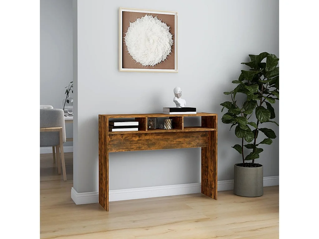 Mesa consola madera contrachapada roble ahumado 105x30x80 cm