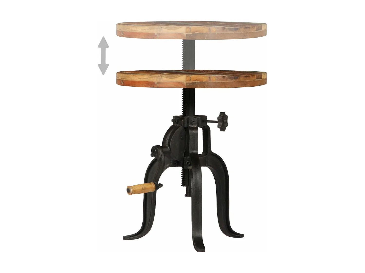 Table d'appoint 45x (45-62) cm Bois de récupération et fonte