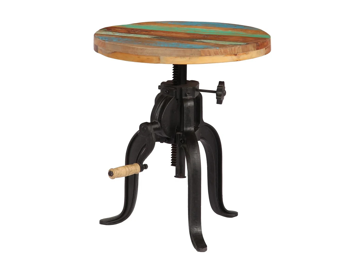 Table d'appoint 45x (45-62) cm Bois de récupération et fonte