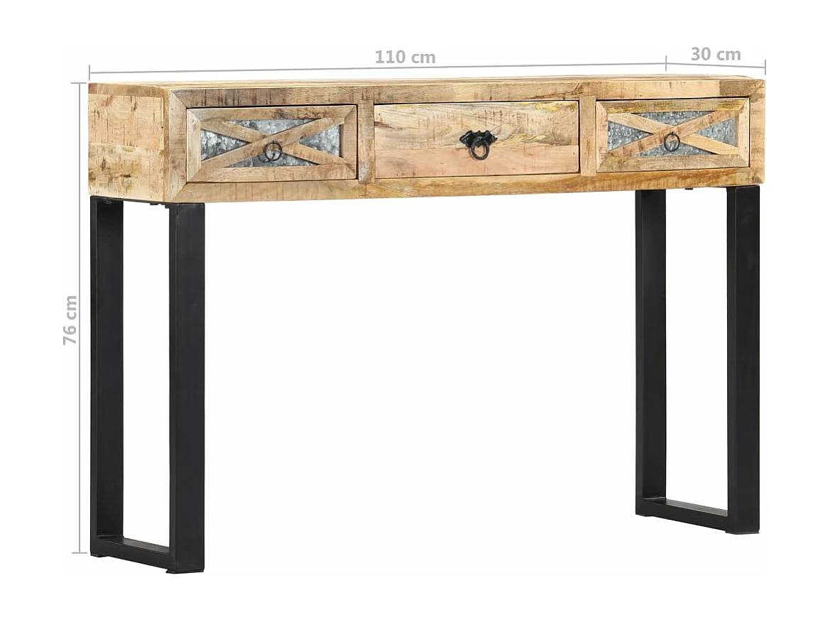 Mesa consola de madera maciza de mango 110x30x76 cm