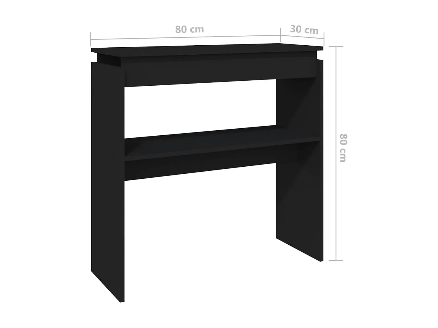 Table console Noir 80x30x80 cm Aggloméré