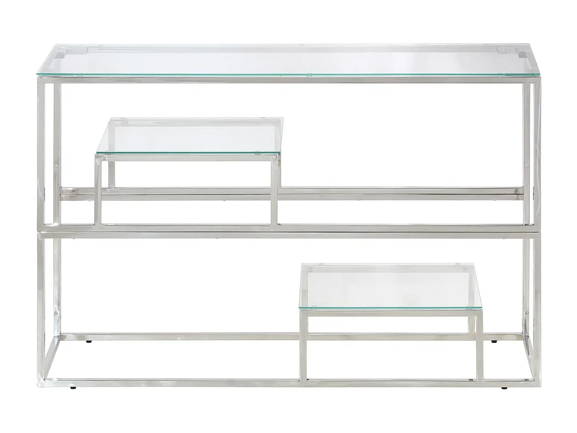 Mesa consola acero inoxidable plateado y vidrio templado
