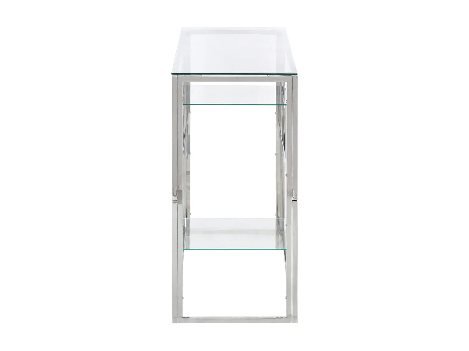 Mesa consola acero inoxidable plateado y vidrio templado