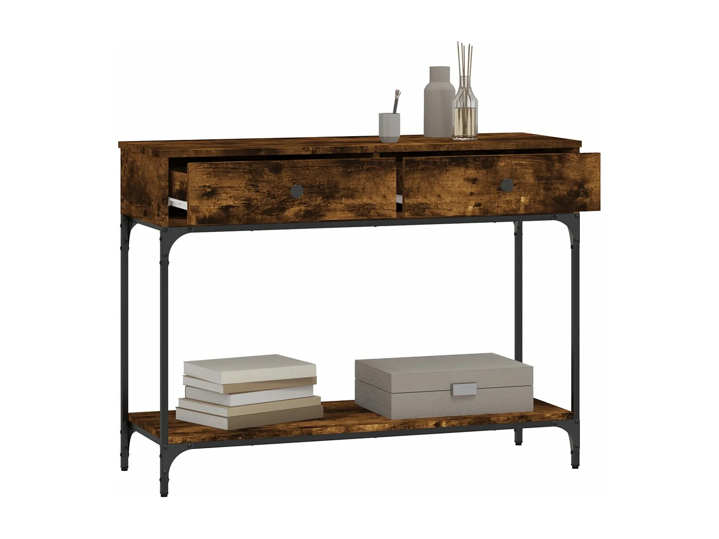 Mesa consola madera contrachapada roble ahumado 100x34,5x75 cm