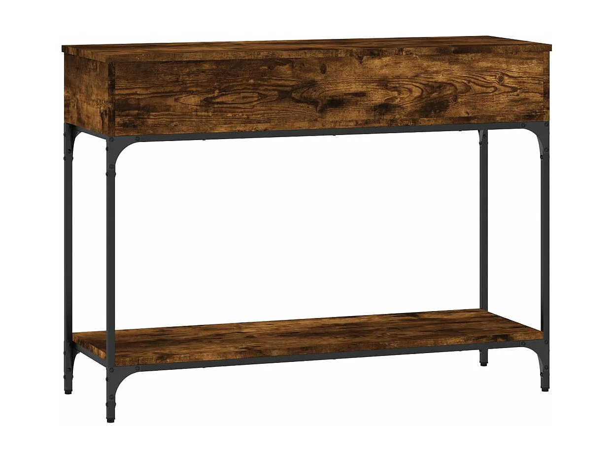 Table console chêne fumé 100x34,5x75 cm bois d'ingénierie