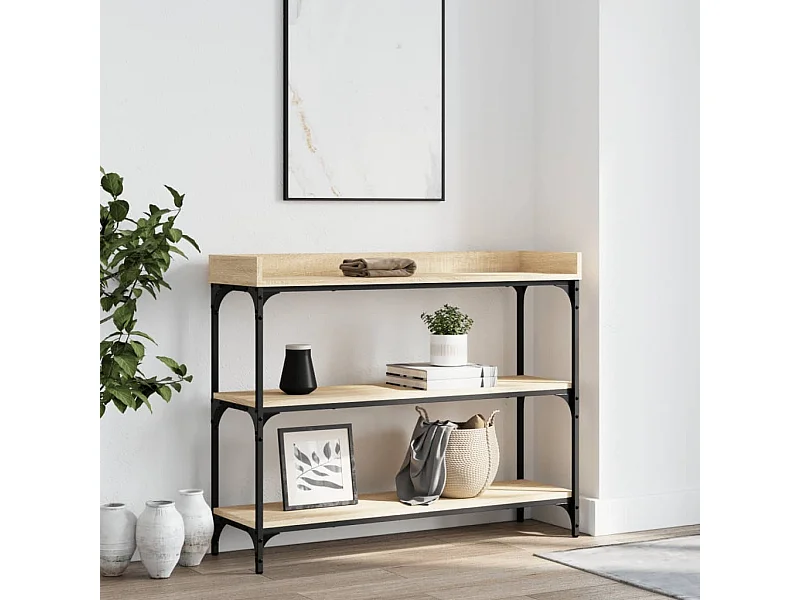 Mesa consola con estantes roble Sonoma 100x30x80 cm