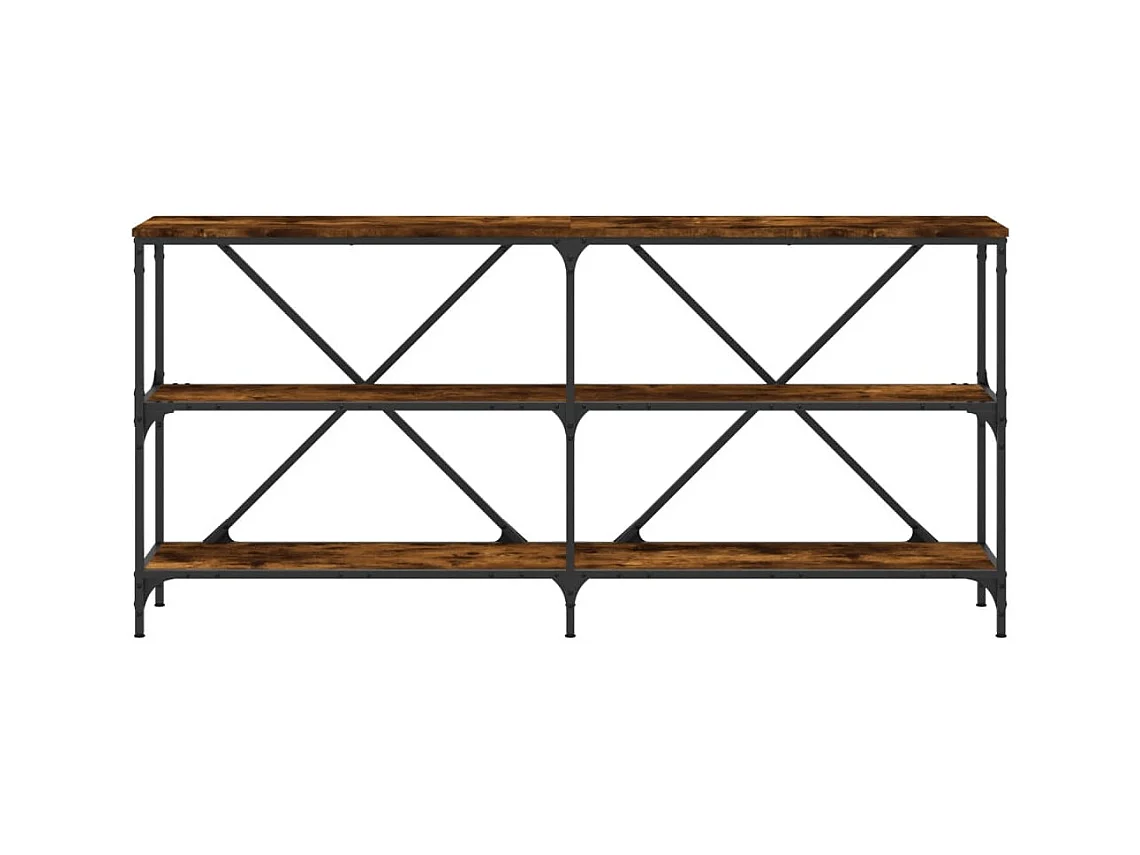 Table console chêne fumé 160x30x75 cm bois d'ingénierie et fer