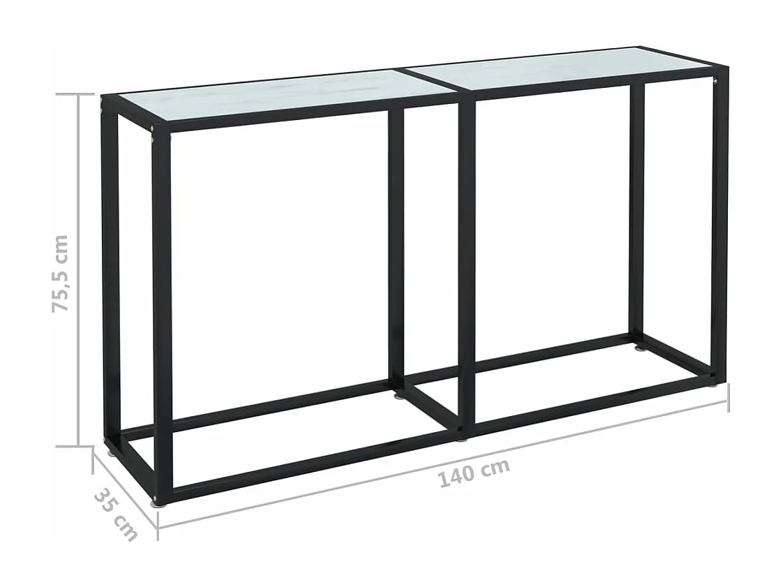 Wandtafel 140x35x75,5 cm gehard glas witmarmerkleurig