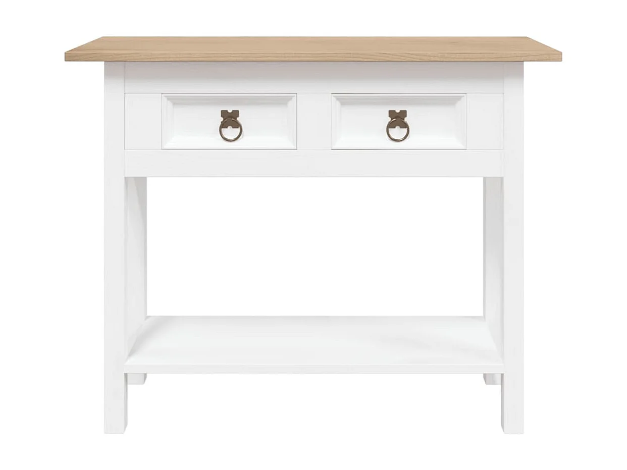 Table console Gamme Corona Pin mexicain Blanc 90x34,5x73 cm