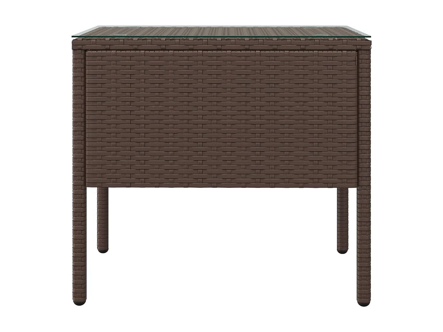 Mesa de apoio 53x37x48 cm vime PE e vidro temperado castanho