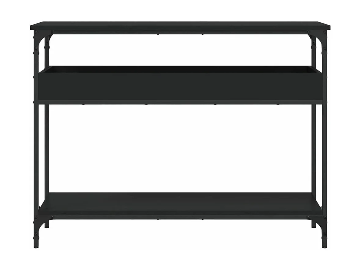 Table console avec étagère noir 100x29x75 cm bois d'ingénierie