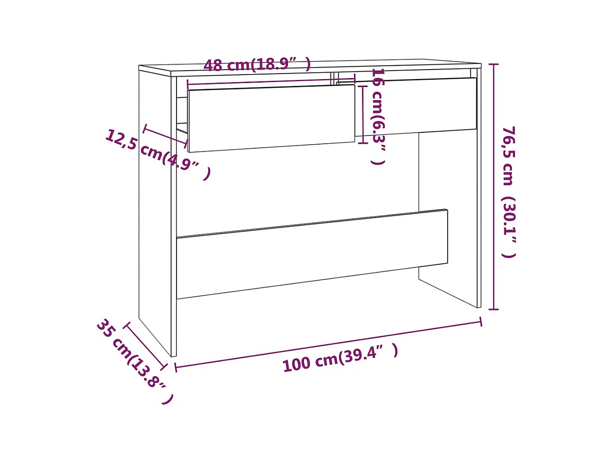 Table console Gris béton 100x35x76,5 cm Aggloméré