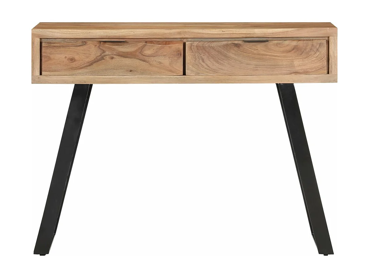 Table console 100x35x76 cm Bois d'acacia avec bord naturel