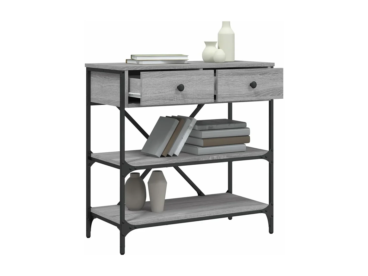 Table console sonoma gris 75x34,5x75 cm bois d'ingénierie