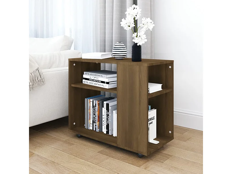 Mesa auxiliar madera contrachapada roble marrón 70x35x55 cm