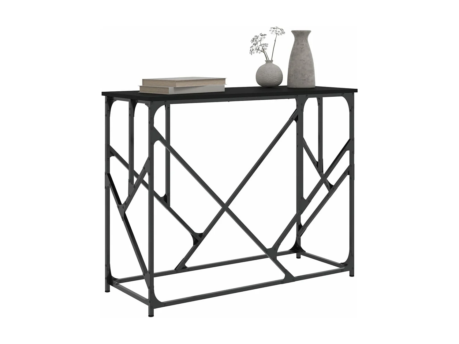 Table console noir 100x40x80 cm bois d'ingénierie