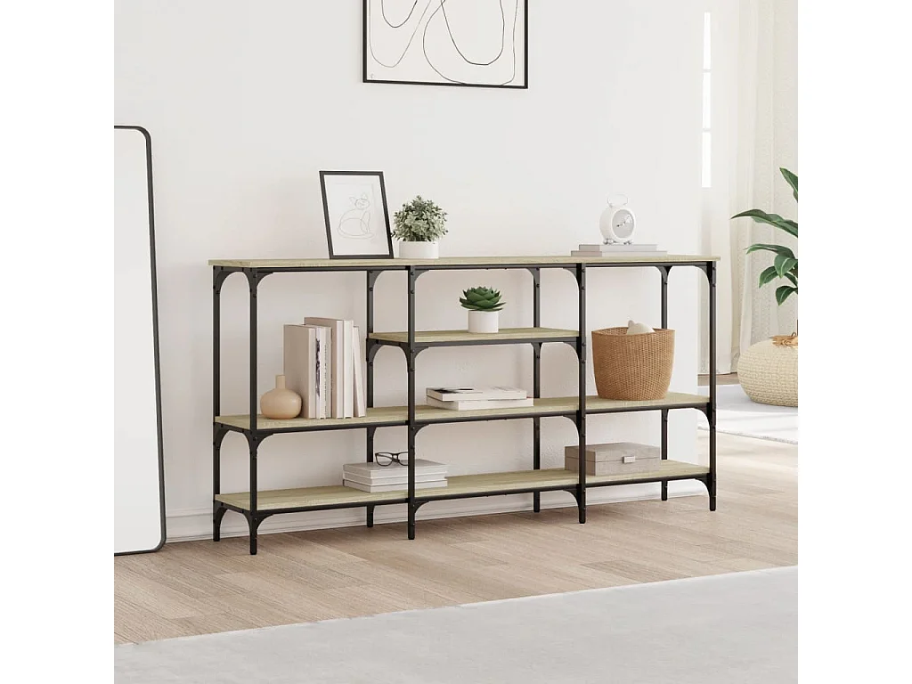 Table console chêne sonoma 160x29x80 cm bois d'ingénierie