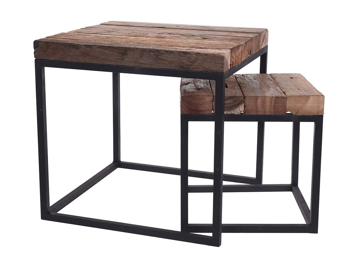 Conjunto de mesas de apoio 2 peças madeira de teca