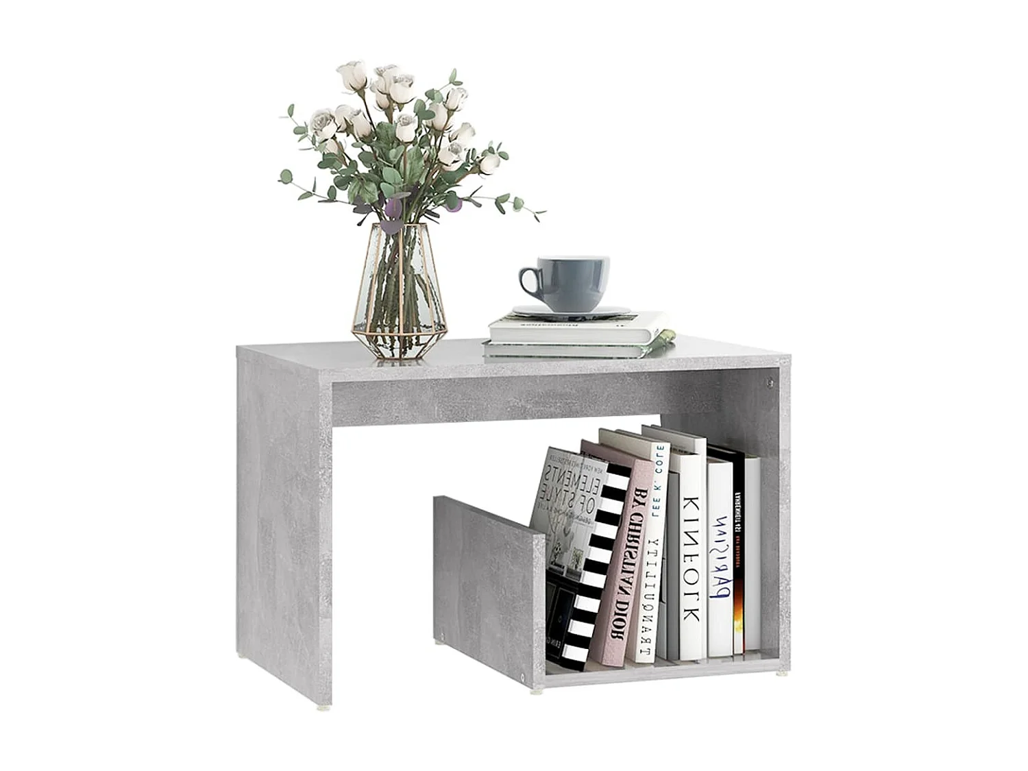 Bijzettafel 59x36x38 cm bewerkt hout betongrijs