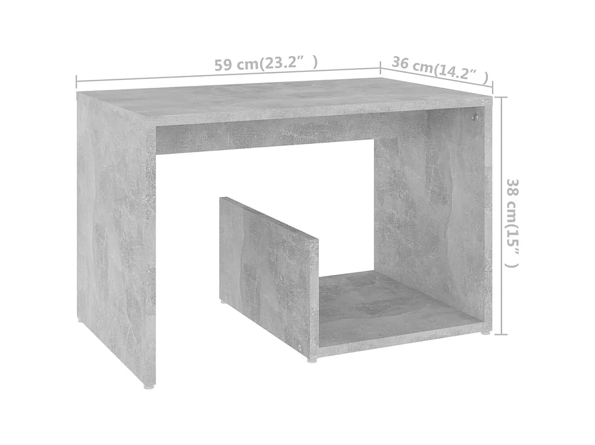 Table d'appoint Gris béton 59x36x38 cm Aggloméré