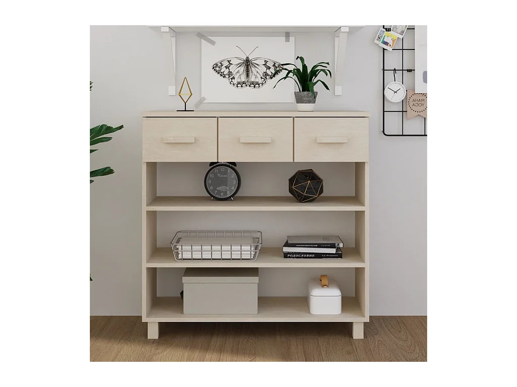 Table console HAMAR Marron miel 90x35x90 cm Bois massif de pin