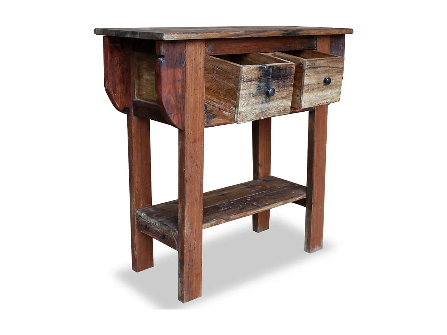 Mesa consola 80x35x80 cm madeira reciclada maciça