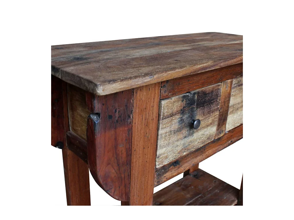 Mesa consola 80x35x80 cm madeira reciclada maciça