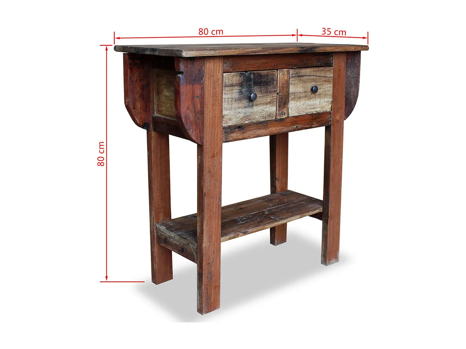 Table console Bois de récupération massif 80 x 35 x 80 cm