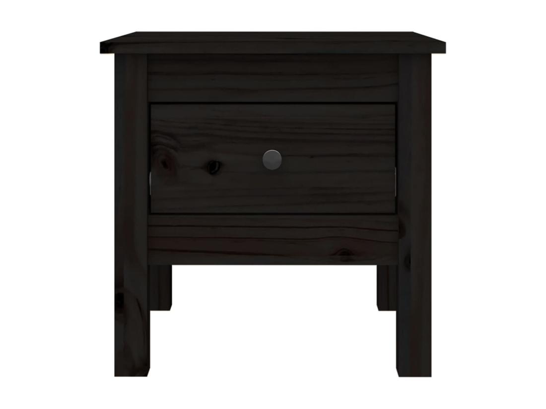 vente unique Table d'appoint Noir 40x40x39 cm Bois massif de pin