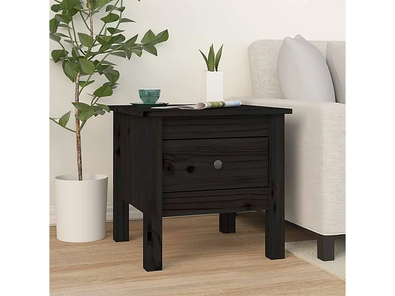 Table d'appoint Noir 40x40x39 cm Bois massif de pin