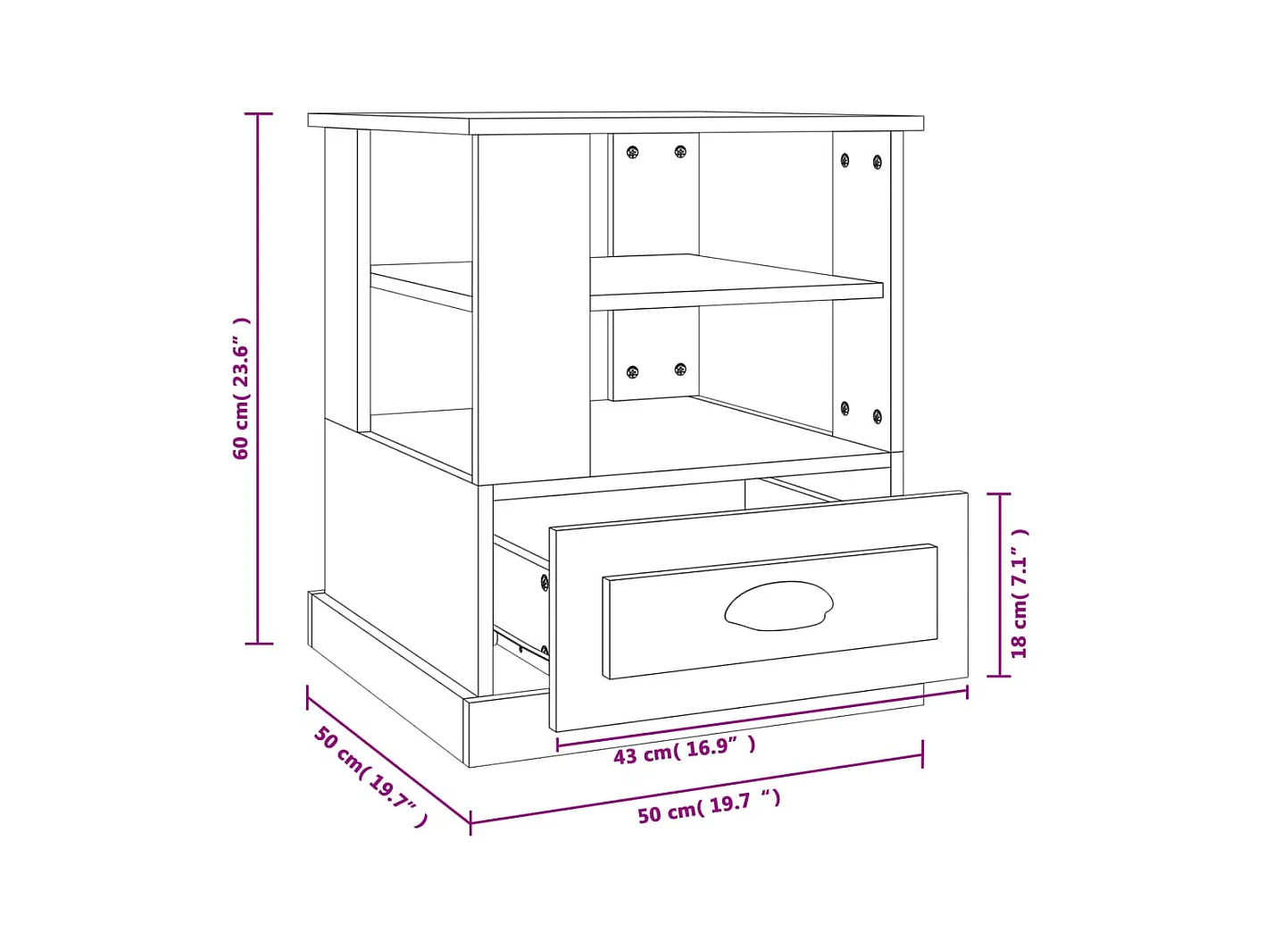 Table d'appoint sonoma gris 50x50x60 cm bois d'ingénierie