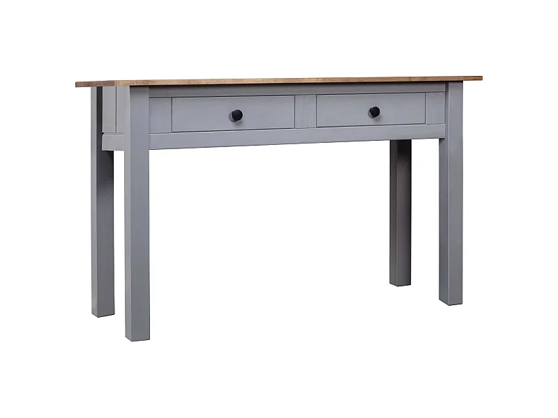 Mesa consola madera maciza pino estilo Panamá gris 110x40x72 cm