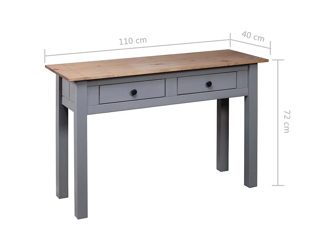 Table console Gris 110x40x72 cm Pin solide Gamme Panama