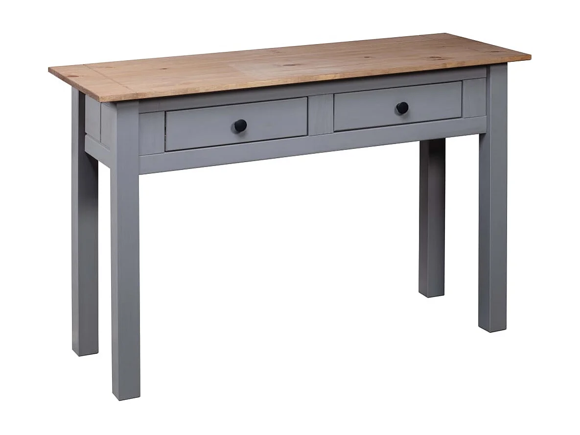 Mesa consola madera maciza pino estilo Panamá gris 110x40x72 cm