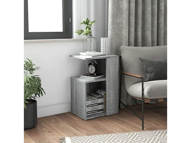 Mesa auxiliar madera contrachapada gris Sonoma 36x30x56 cm