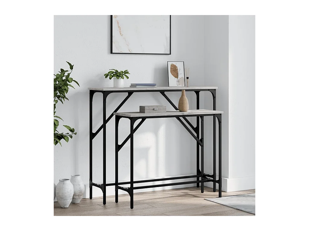 Tables console 2 pièces sonoma gris bois d'ingénierie