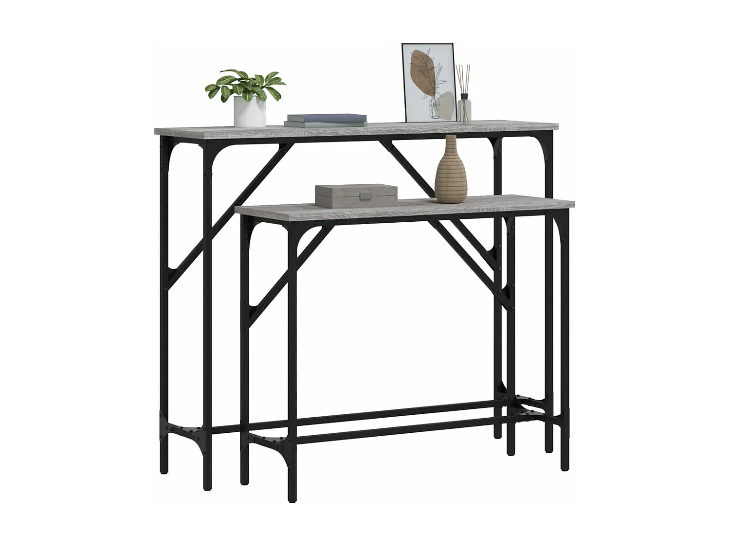 Wandtafels 2 st bewerkt hout grijs sonoma eikenkleurig