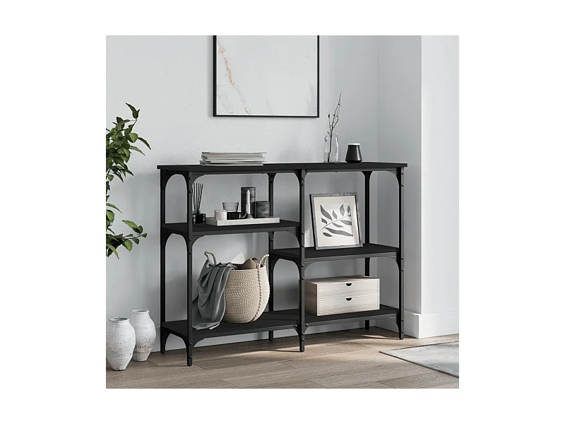 Mesa consola madera de ingeniería negra 102x29x75 cm