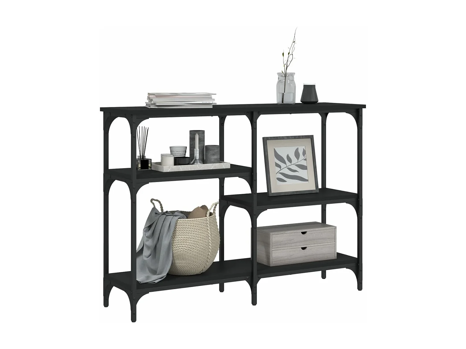 Table console noir 102x29x75 cm bois d'ingénierie