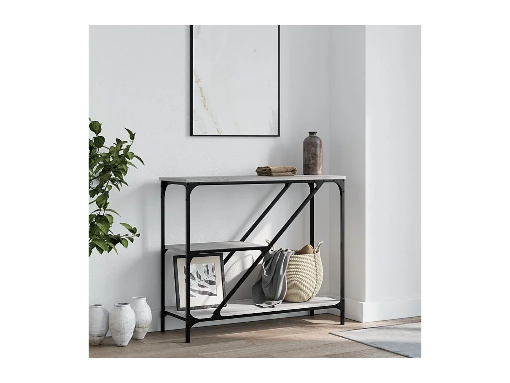 Table console sonoma gris 88,5x30x75 cm bois d'ingénierie