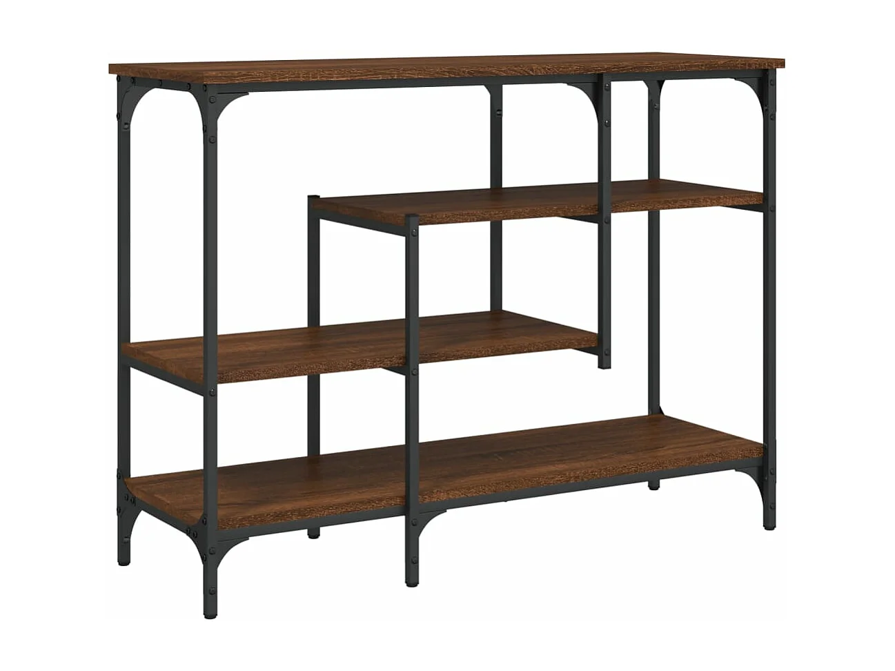 Table console avec étagères chêne marron 100x35x75 cm