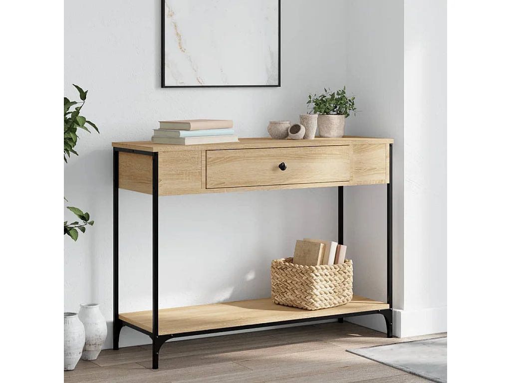 Mesa consola 100x34,5x75cm derivados de madeira carvalho sonoma