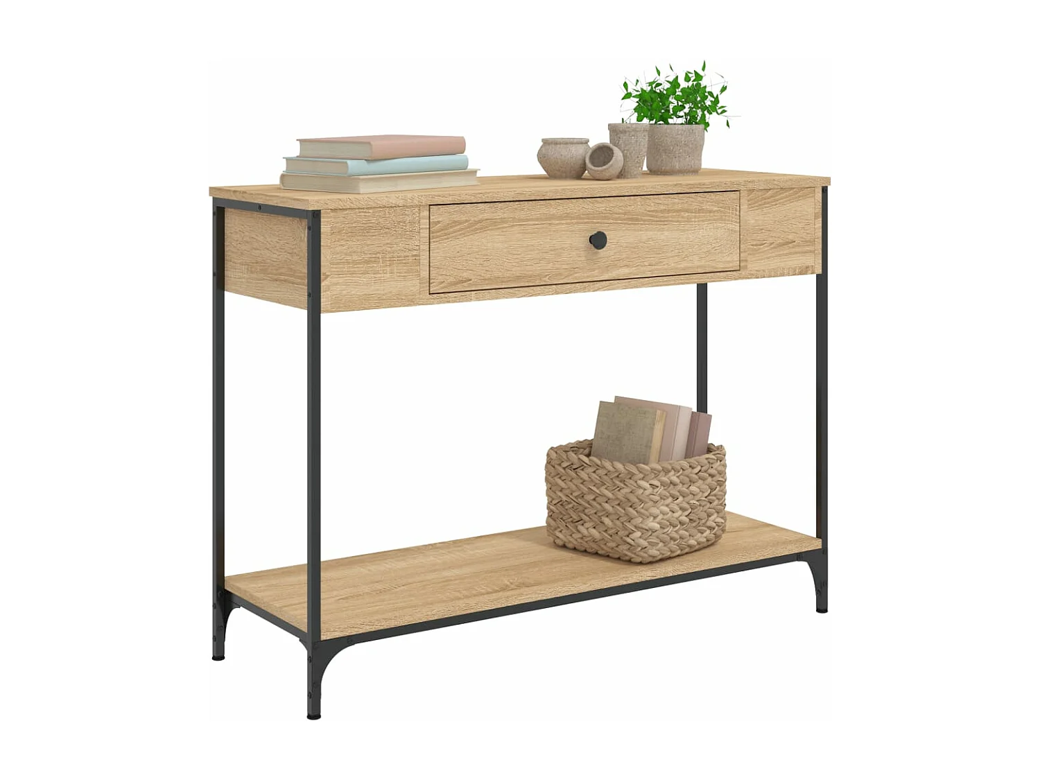 Mesa consola 100x34,5x75cm derivados de madeira carvalho sonoma