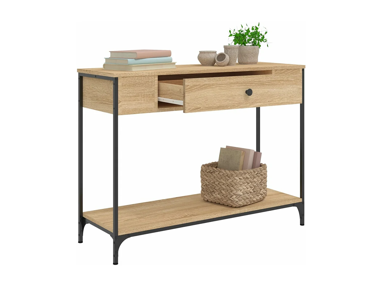 Mesa consola 100x34,5x75cm derivados de madeira carvalho sonoma