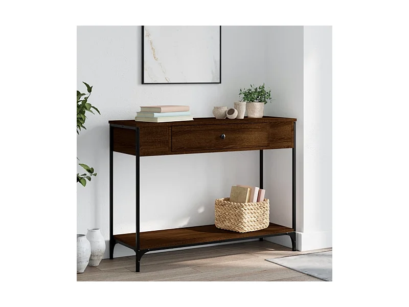 Table console chêne marron 100x34,5x75 cm bois d'ingénierie