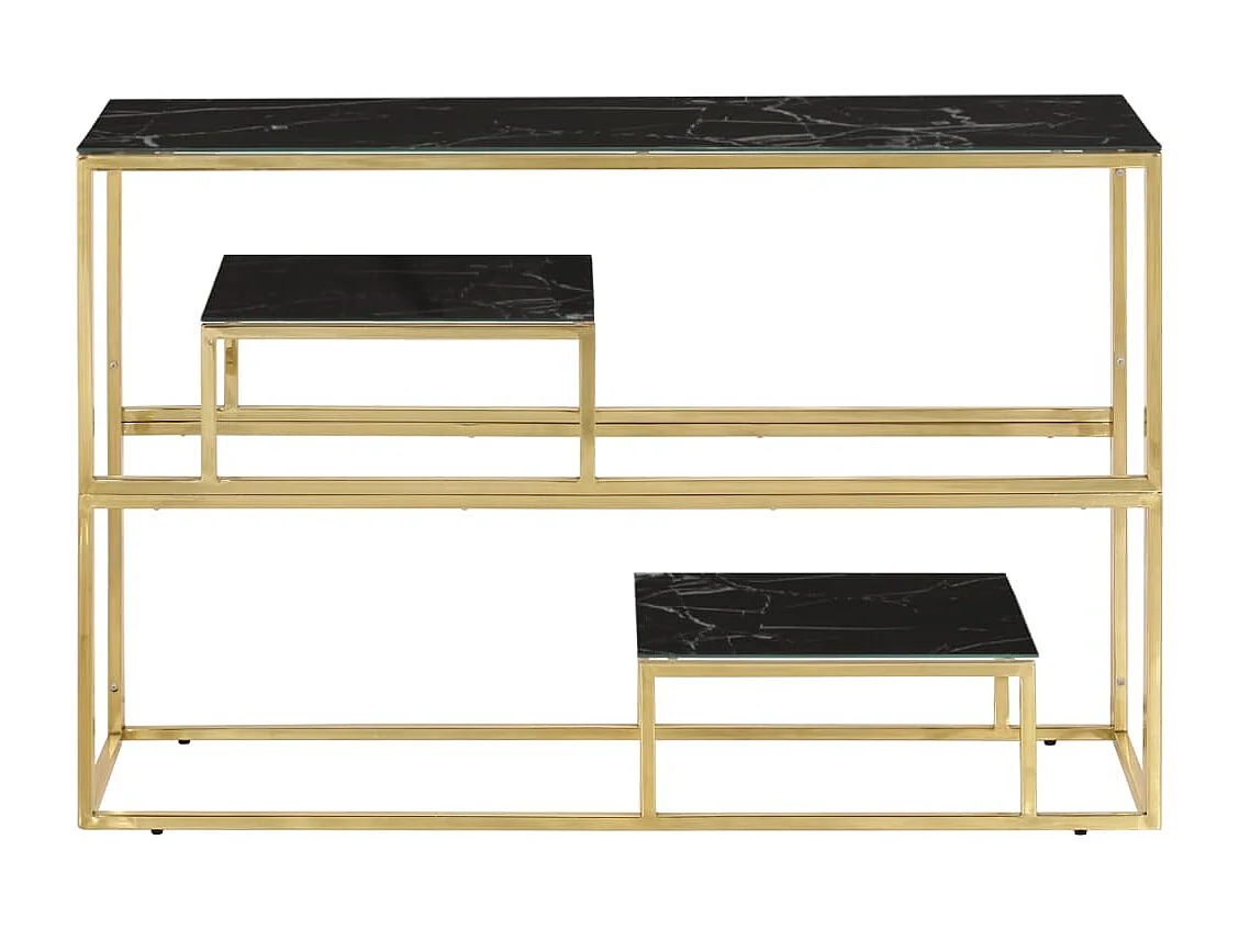 Table console doré acier inoxydable et verre trempé