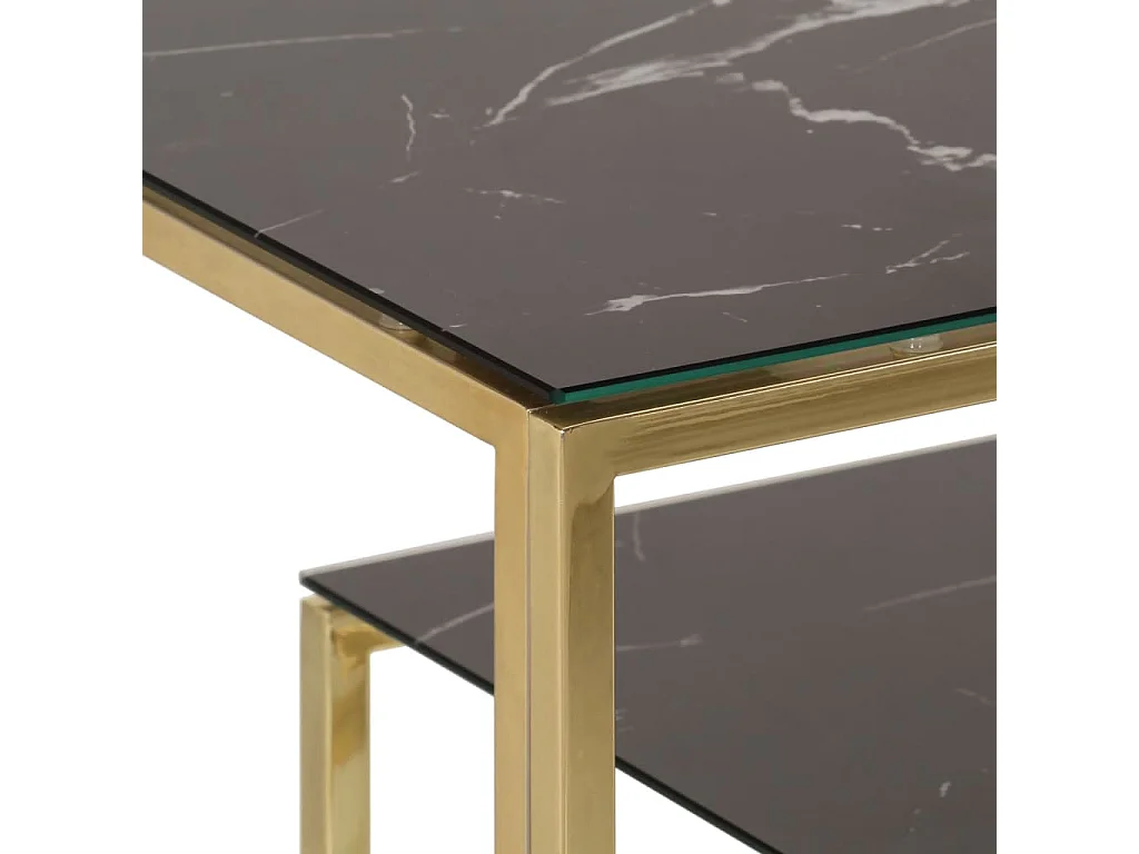 Table console doré acier inoxydable et verre trempé