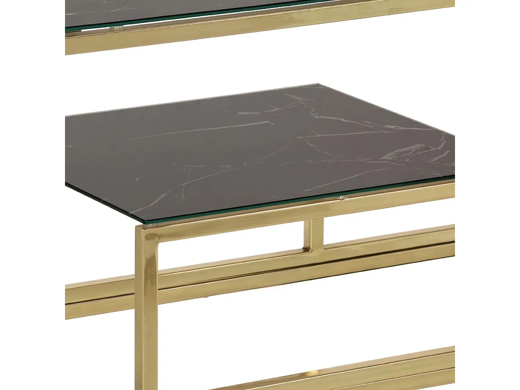 Table console doré acier inoxydable et verre trempé