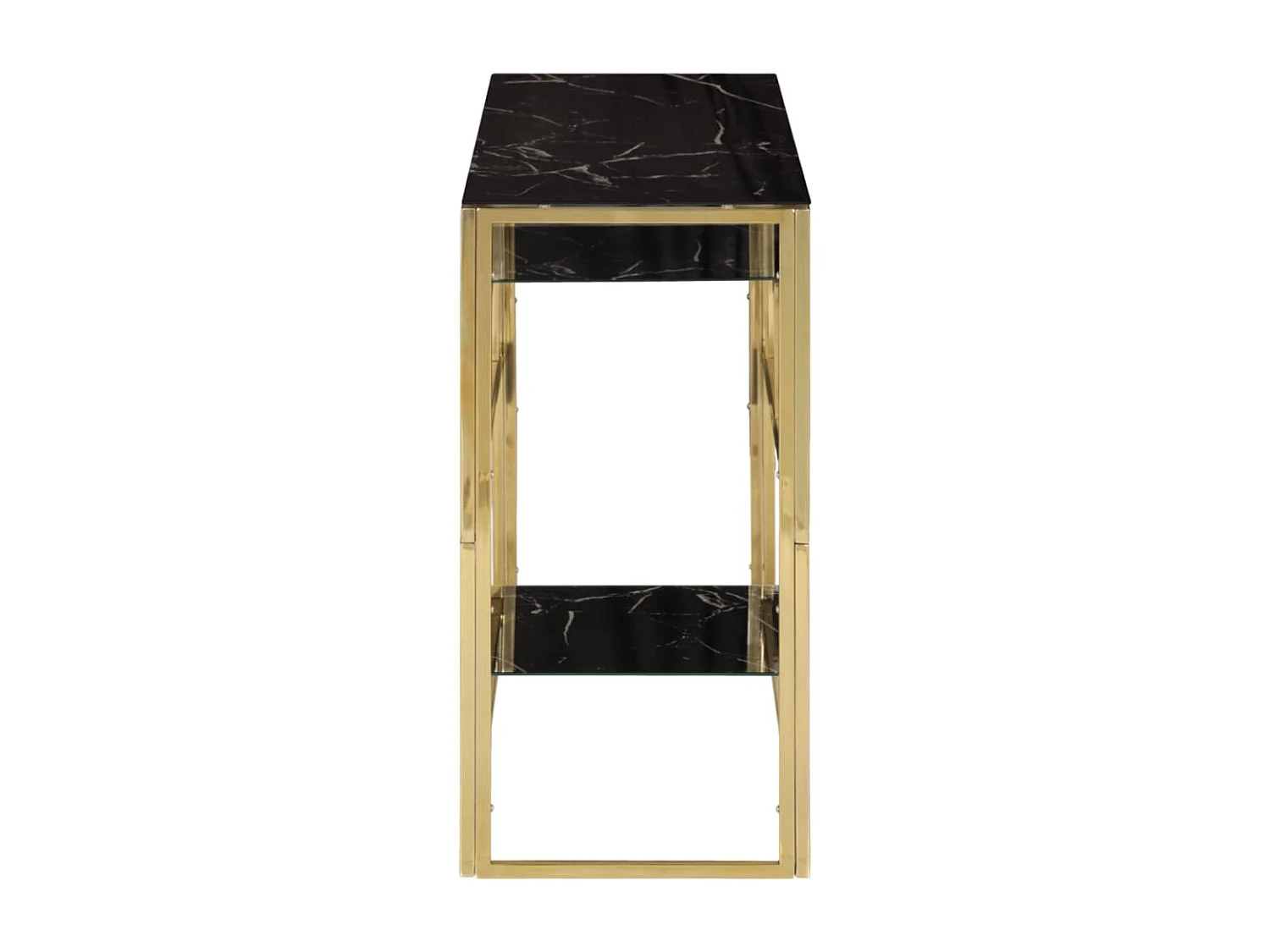 Mesa consola acero inoxidable dorado y vidrio templado